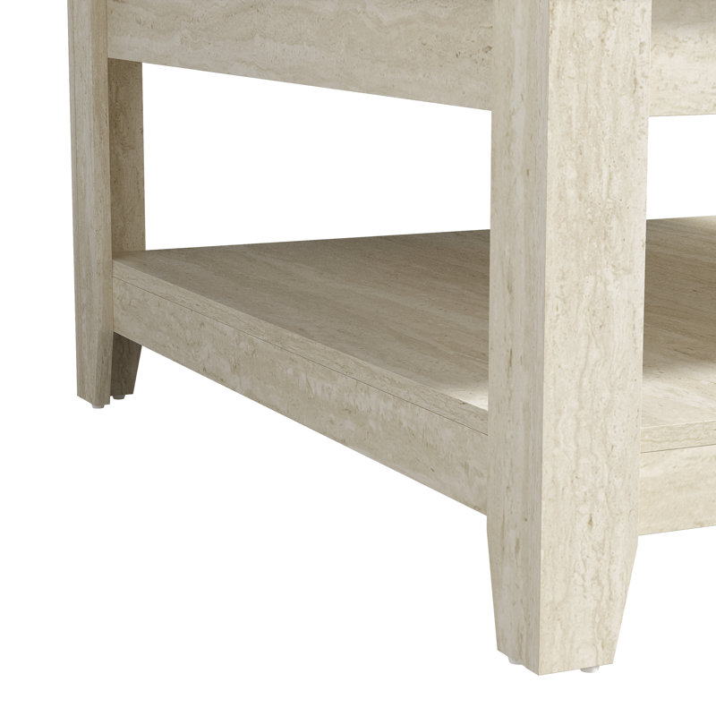 Weddel Basilico Coffee Table with Storage, Travertin