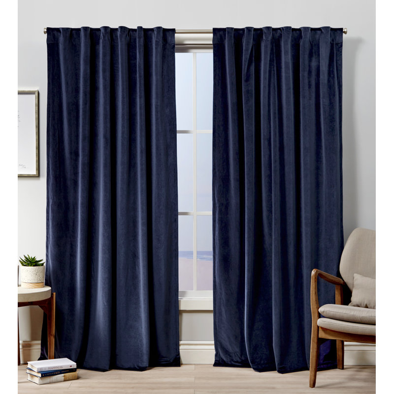 Vincenzo Blackout Curtain Single Panel, Navy, 52" W x 84" L
