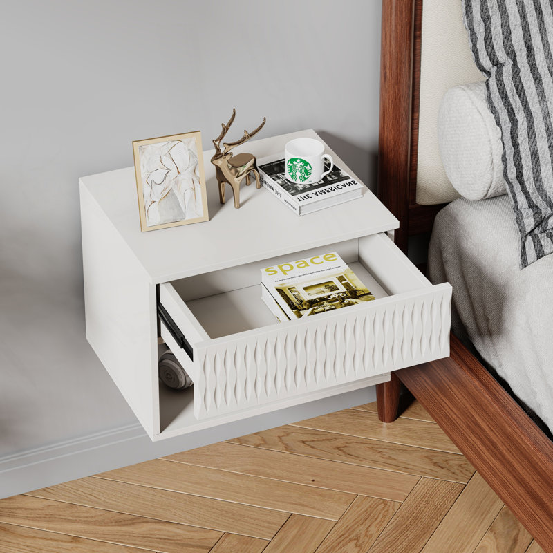 Ensemble de 2 tables de chevet murales minimalistes avec tiroir et table de chevet