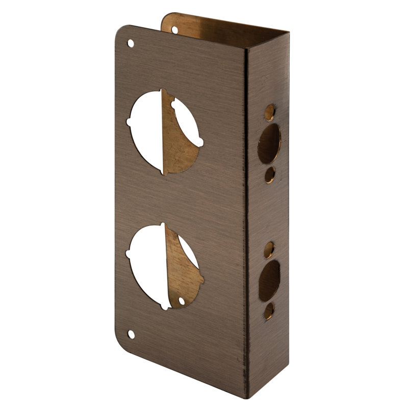 Plaque de renfort en laiton Prime-Line U 9577 pour porte de 1-3 / 4 po Portes épaisses, finition laiton antique (paquet de 1)