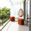 Repose-pieds carré doux et confortable tissé, tissu en velours côtelé, mousse à haute résilience, design, tabouret brun polyvalent, matériau, structure, adapté au salon-129943075