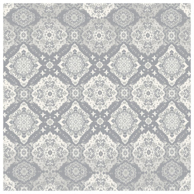 Gray Detailed Damask Canvas Gallery Wrap in Many Sizes