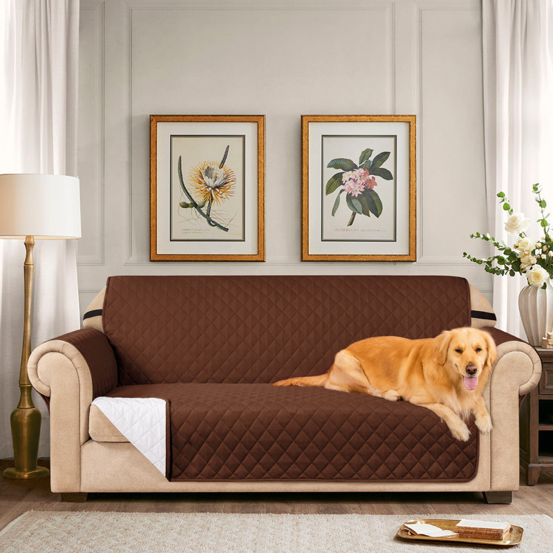 Microfibre/Microsuede Reversible Box Cushion Sofa Slipcover, Chocolate
