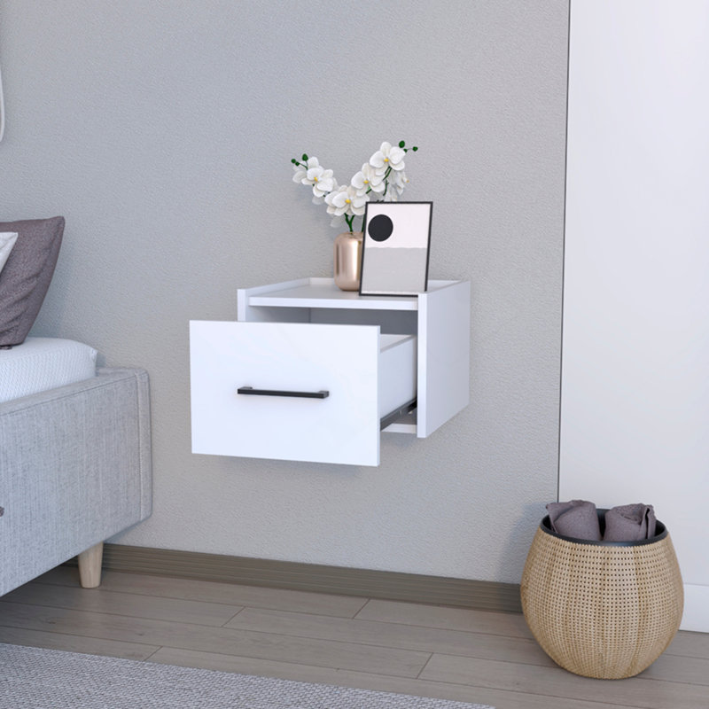 Floating Nightstand, Bedroom, White