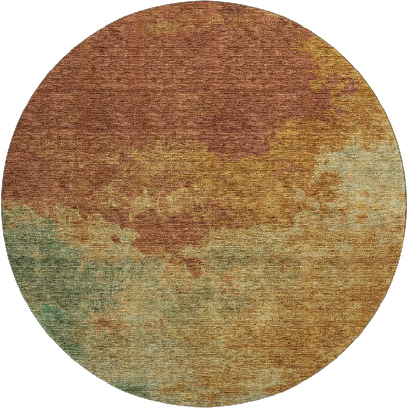 Premium Machine Washable Ducote AMF1138 Watercolors Rug, Round 8'