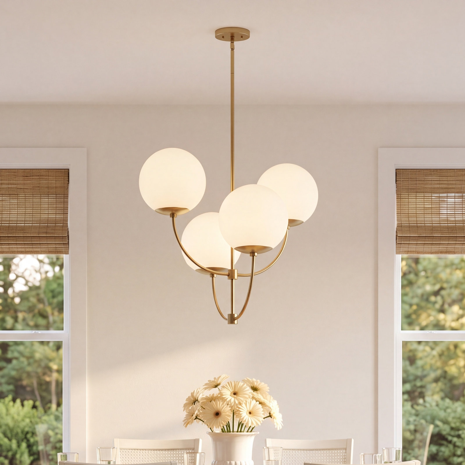 Granville 4 - Light Dimmable Tiered Chandelier, Aged Brass