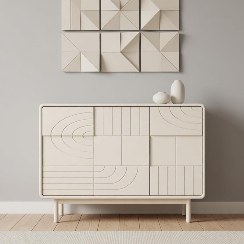 Armoire d'entrée médiévale, Cream, 35.43" H x 47.24" W x 13.77" D