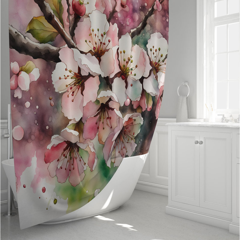 Rideau de douche Floral, H 83 po x l 70 po, Dark Magenta Background