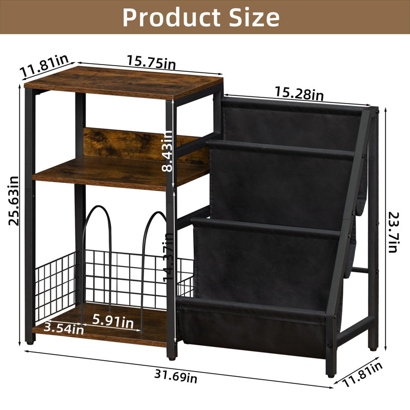 Record Player Stand With Vinyl Storage, 3 Tier Turntable Stand With Display Shelf Storage Up To 150 Albums,Brown End Table For Living Room