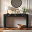 Console de style rétro avec coins arrondis, 3 tiroirs et pieds épais-1609157411