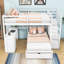 Lit superposé double surélevé polyvalent avec escalier de rangement, bureau et tiroirs-389681025