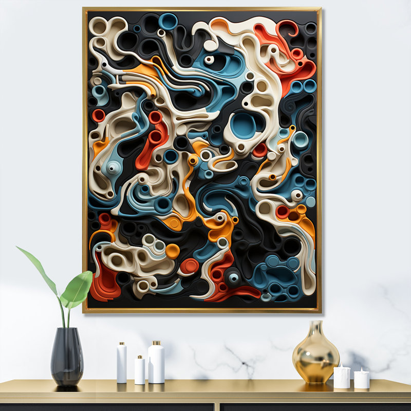 Owls Line Realms sur impression sur toile, H 32 po x l 24 po x P 1 po, Cadre flottant doré
