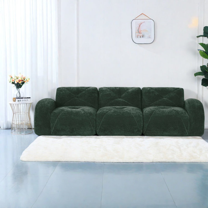 Luxueux canapés en velours, de style modulaire vert, sans assemblage, parfaits pour le divertissement à domicile