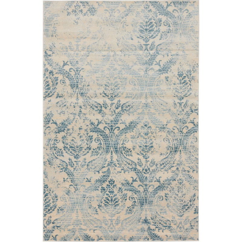 Ansonville Floral Polypropylene Plastic Rug, Rectangle 5'1" x 8'
