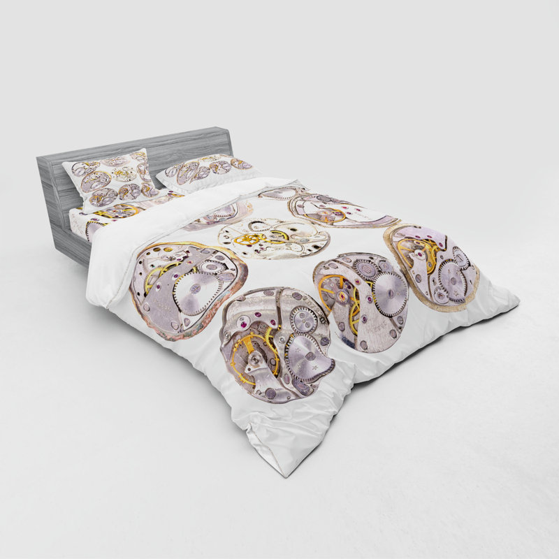 Ensemble de housse de couette moderne et contemporaine en microfibre grise / jaune