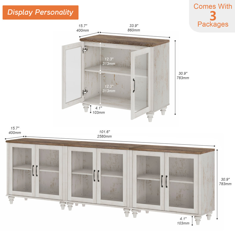 Armoire d'appoint Scarlett, Blanc rustique