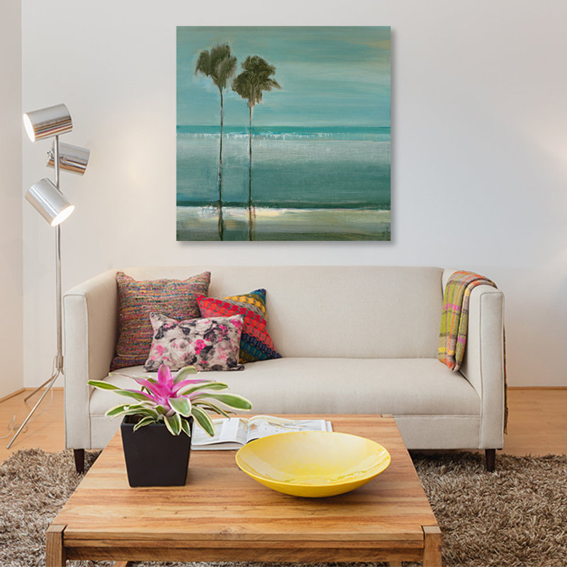 « paradise cove », reproduction sur toile, H 26 po x l 26 po x P 1,5 po, Pas de tapis, Toile tendue