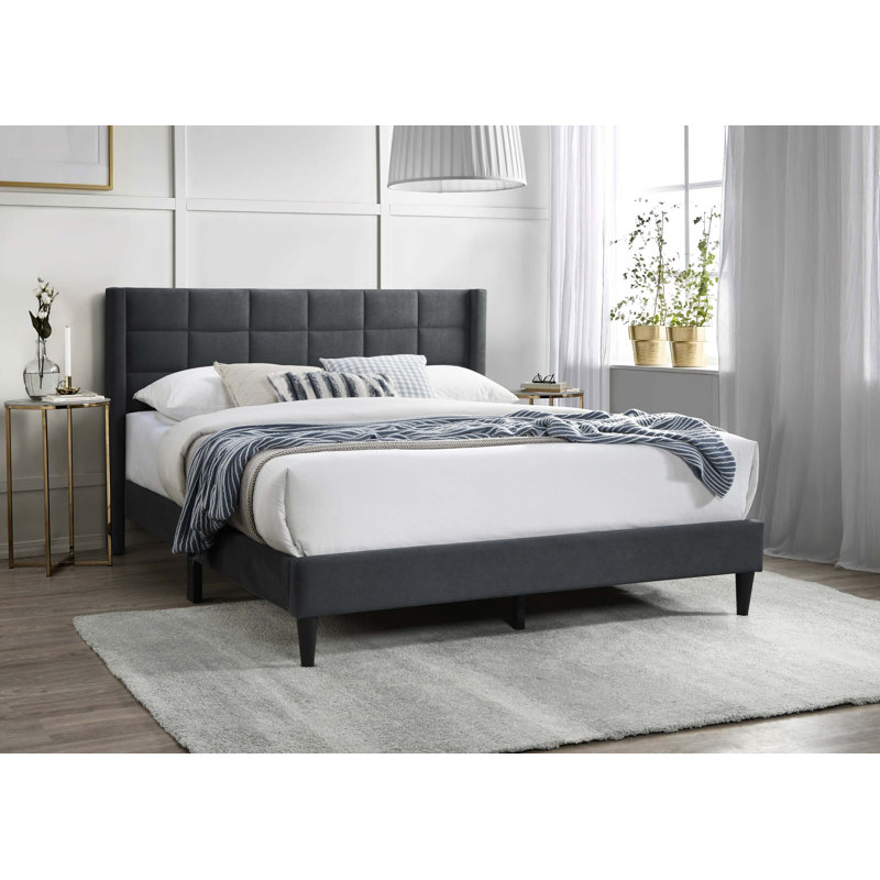 Cadre de lit tête de lit tapissier élégant et moderne 1pc Elegant Modern, Dark Gray