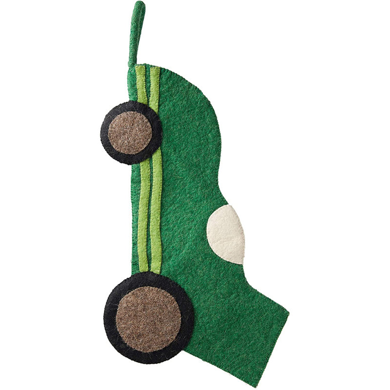 Hand-Felted Wool Race Car Christmas Stocking