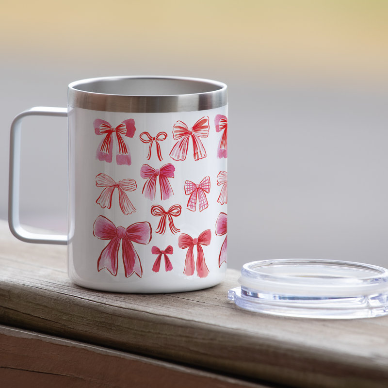 Tasse rétro en acier inoxydable avec couvercle 12 oz.