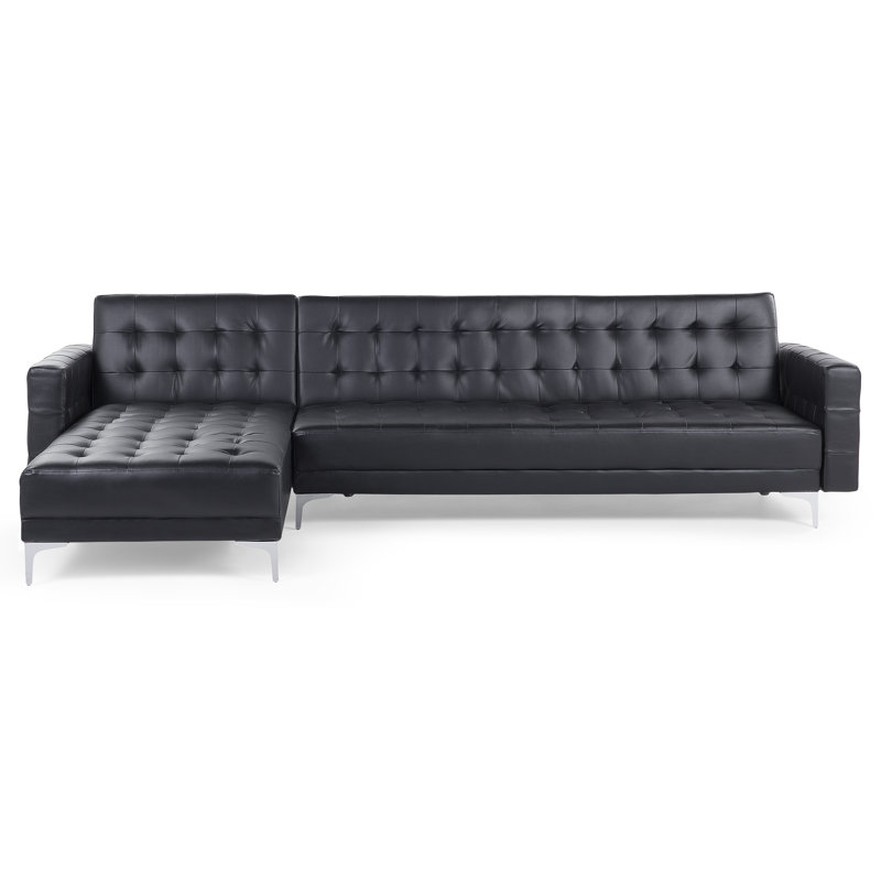 Delia 4 Seater Faux Leather Sofa Bed, Black