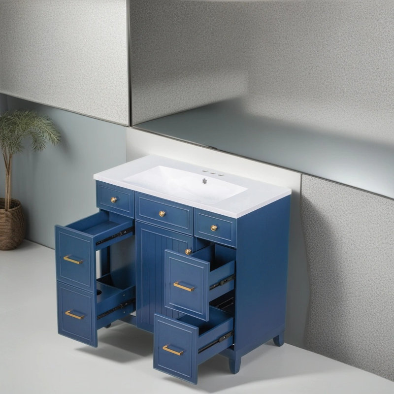 Meuble-lavabo simple avec plateau 36,02 Tornell, Bleu marine