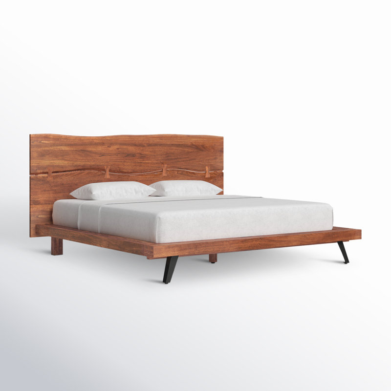 Madagascar Queen Platform Bed with Organic Edge Headboard