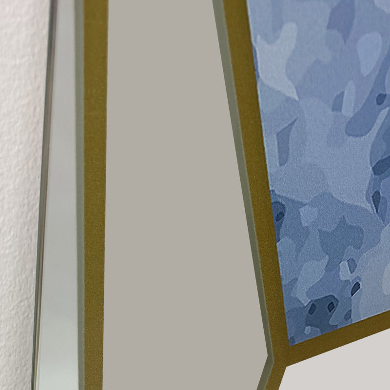 Marbled Diamond Mid-Century Modern & Contemporary Frameless Accent Mirror, 39.4" H x 29.5" W