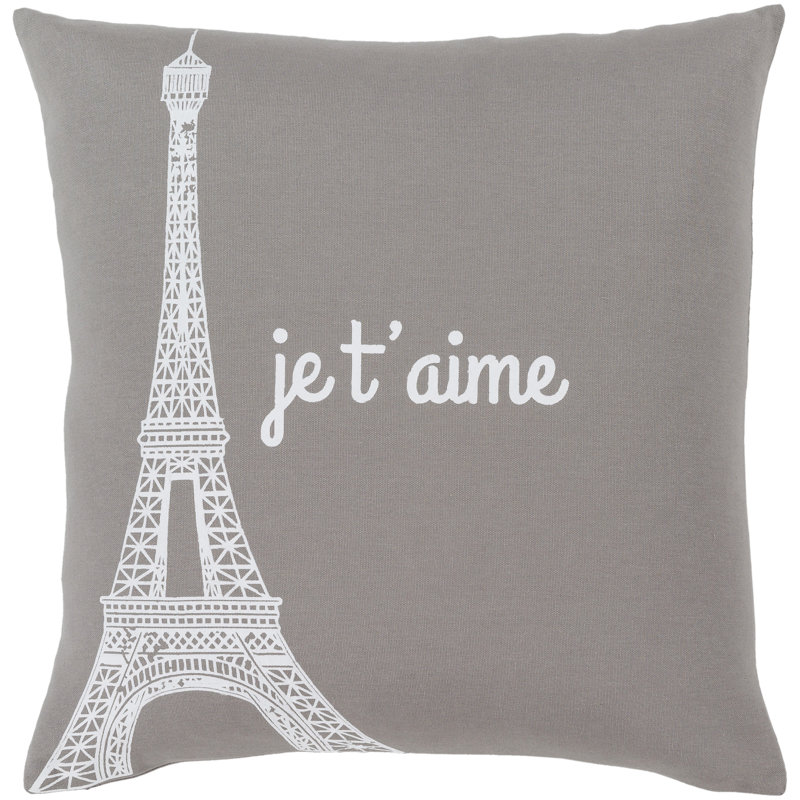 Housse de coussin Motto Ice / White, 22 po x 22 po, Gris, Pas de bourre