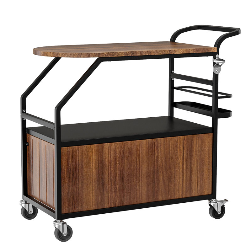 Winado 80 pte Chariot de terrasse avec table à roulettes Brown, Brun