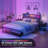 Ergonomic Headboard and Charging Station, Platform Metal Bed Frame with LED Lights, Heavy Duty Slats Support-770615538