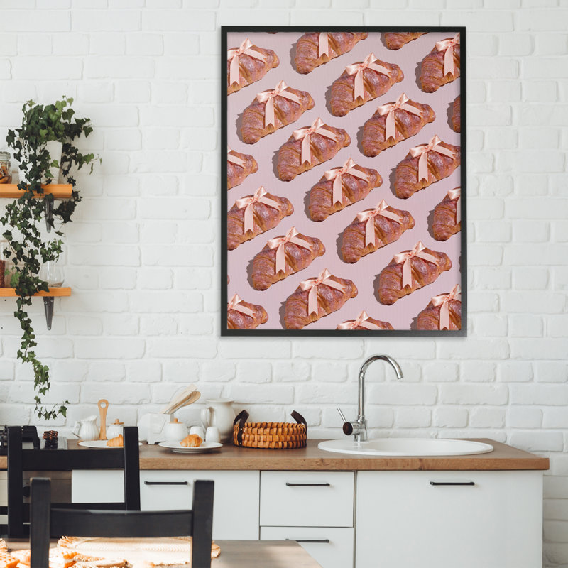 Croissants avec rubans, estampe numérique, conception par Lish Creative, 30 x 24, Giclée noire de minuit encadrée