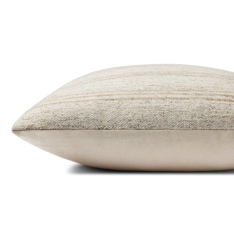 Ivory and Natural Striped 18" Round Pillow Cover