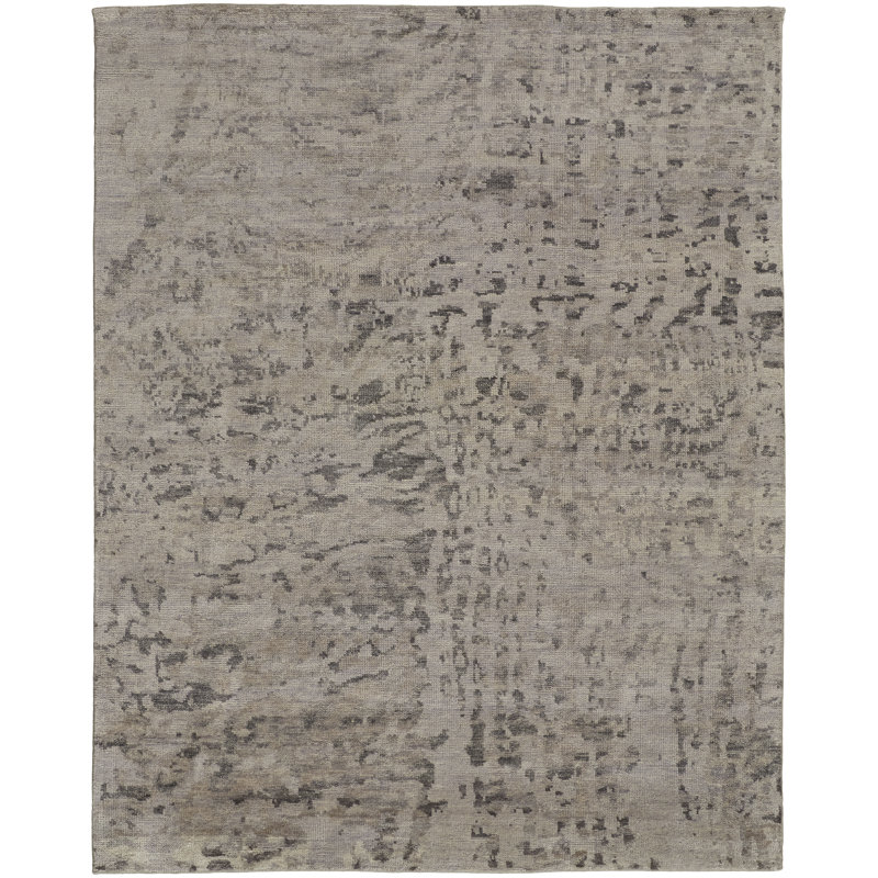 Wyman Transitional Abstract, Ivory/Gray Area Rug, Rectangle 9'6" x 13'6"