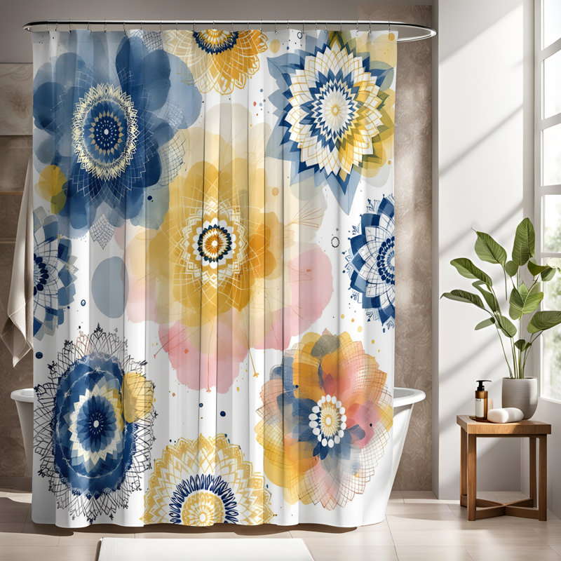 Rideau de douche avec tapis de bain, H 93 po x l 70 po