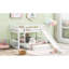 Lit simple au-dessus d'un lit superposé, conception de couleur blanche, glissade et fonctionnalité, matériaux en pin massif, espace optimisé pour les chambres à coucher, décoration esthétique grise, lit de soutien de matelas à 18 lattes avec lit réversible, bois