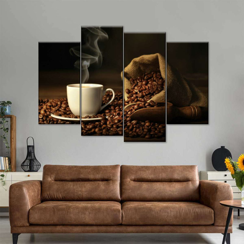 Coffee And Beans Wall Art Multi Piece Canvas Print, H 42 po x l 68 po x P 1,25 po