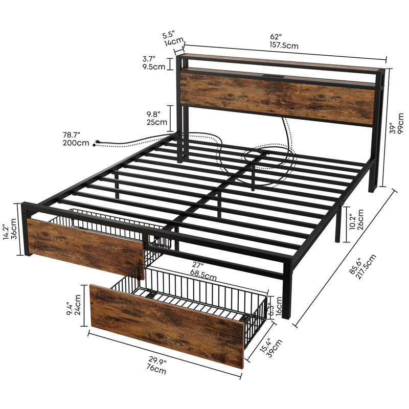 17 Stories Gulzada Metal Storage Bed & Reviews | Wayfair