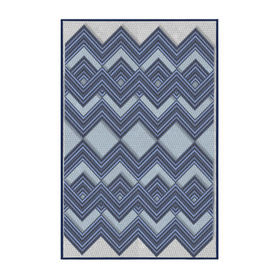 Tapis décoratif à chevron bleu Sapienza