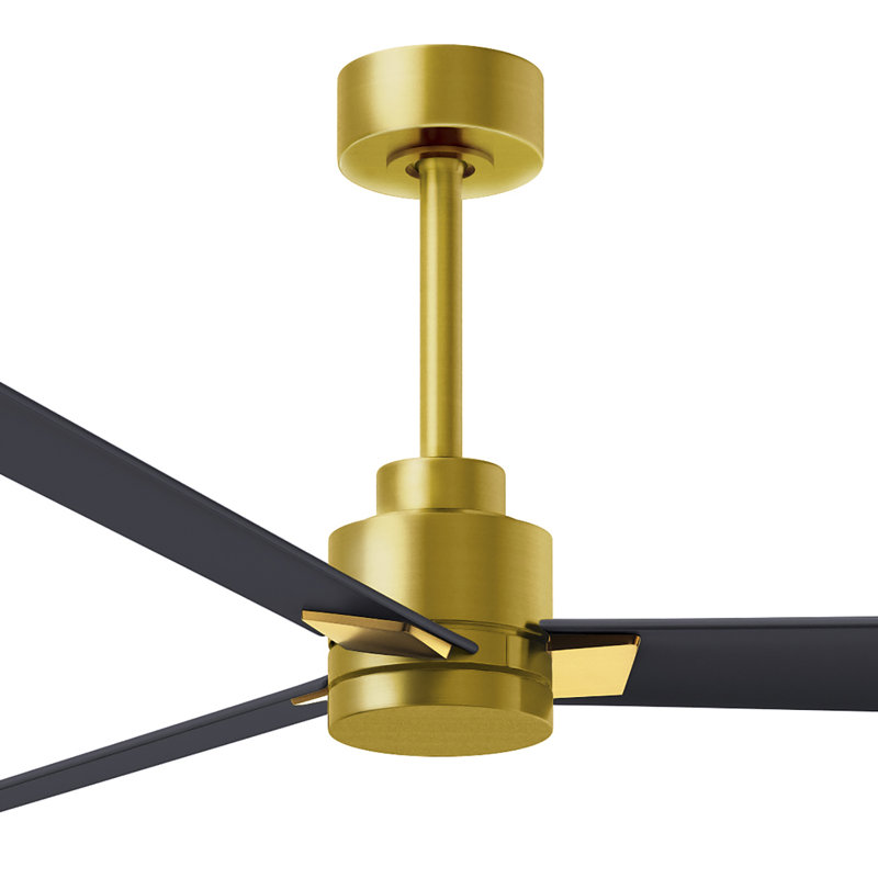 Alessandra Outdoor Downrod Ceiling Fan, Brushed Brass, Matte Black