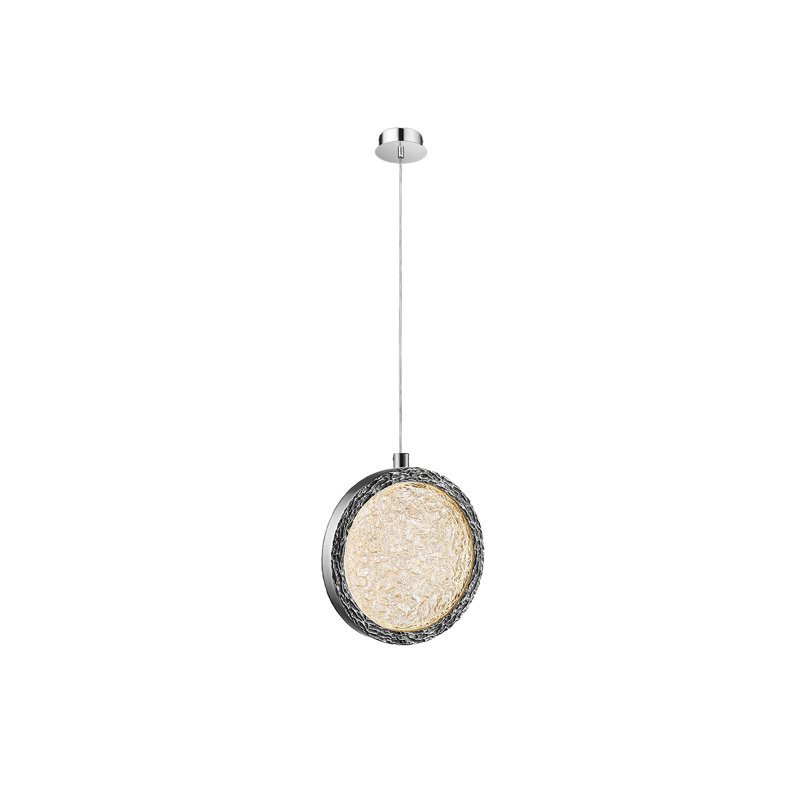 Luminaire suspendu géométrique Holmberg, Nickel poli, H 6 po x l 6 po x P 6 po