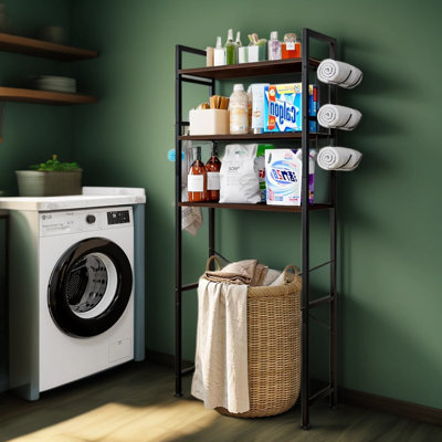 Étagère de rangement pour salle de bain à 3 niveaux avec crochets, économiseur d'espace autoportant pour la salle de bain, la salle de lavage ou la cuisine
