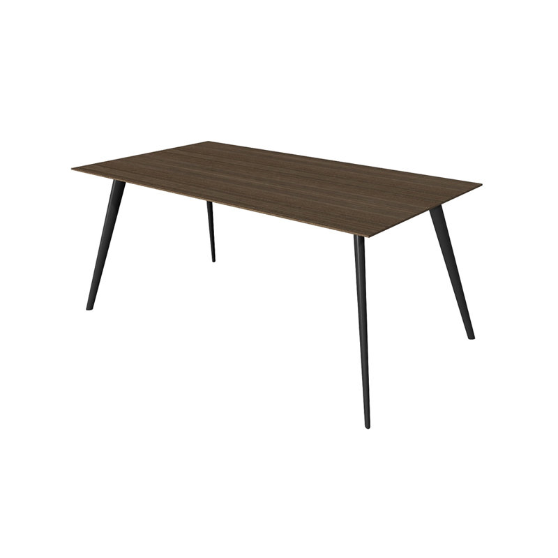 Airfoil Metal Base Dining Table, American Walnut, Black