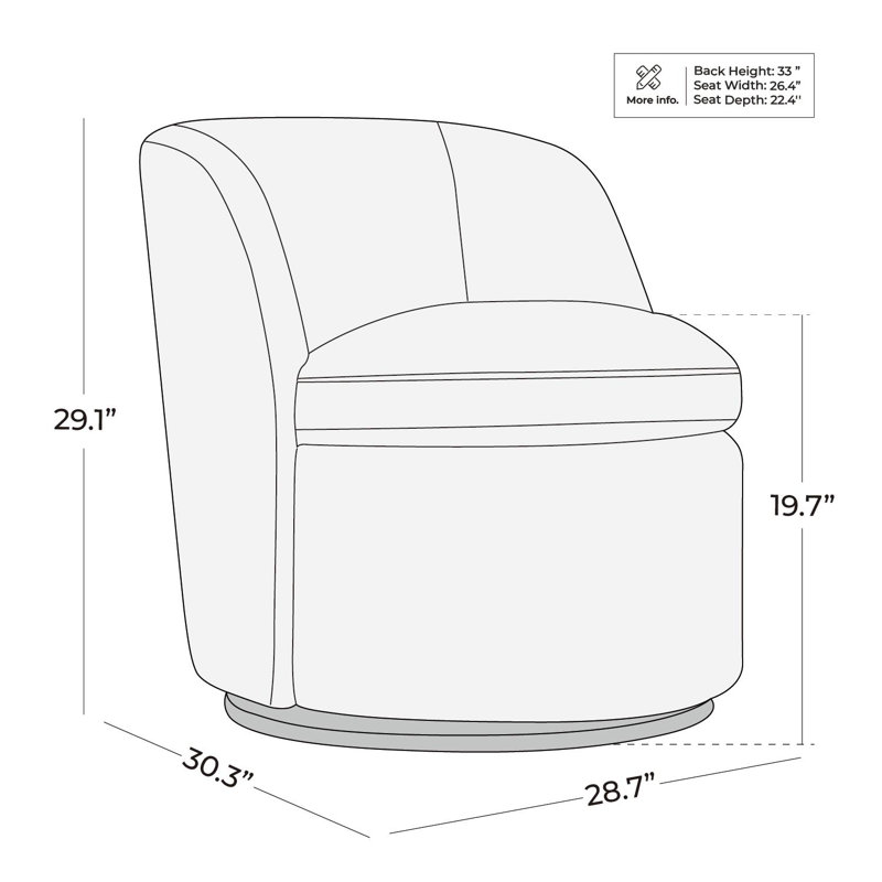Fauteuil demi-tonneau pivotant Estes, Nathan gris performance tweed