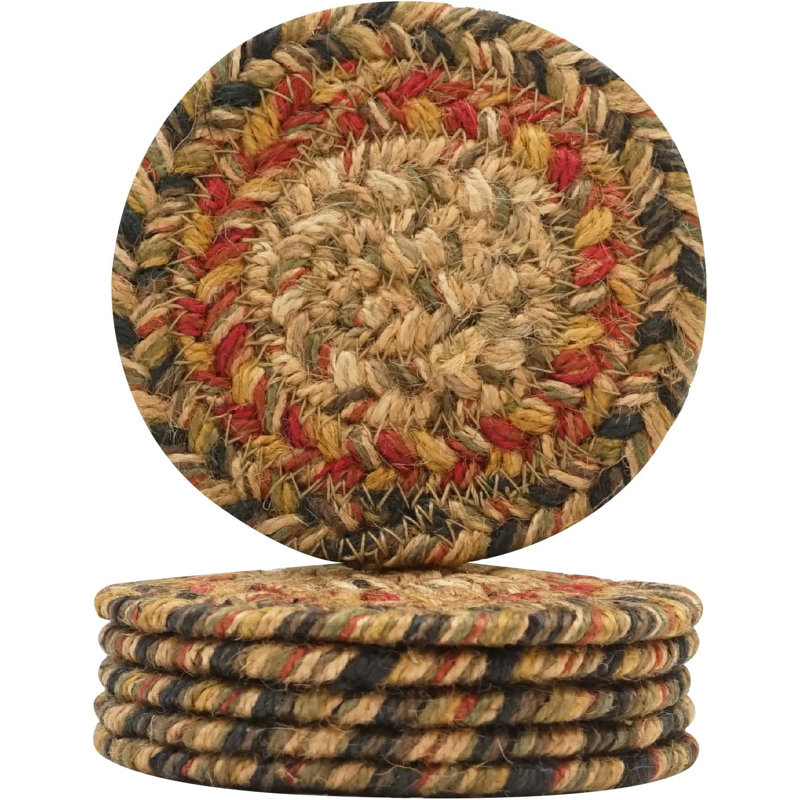 Ensemble de 6 sous-verres en jute de qualité supérieure pour table, Brun / rouge / beige / brun clair / crème / noir