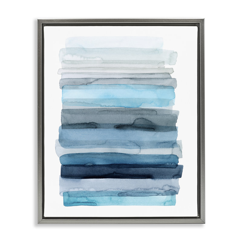 «Water Inspired Ombre Grain» par Grace Popp, Cadre flottant gris lustré, H 21 po x l 17 po