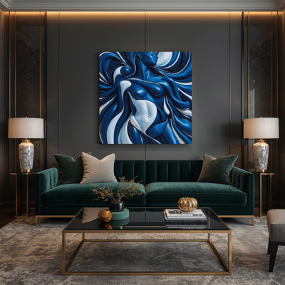 Art mural abstrait sur toile bleue