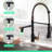 Pull Down Kitchen Sink Faucet, Black And Gold, Single Handle, To Corrosion Finish-689340663
