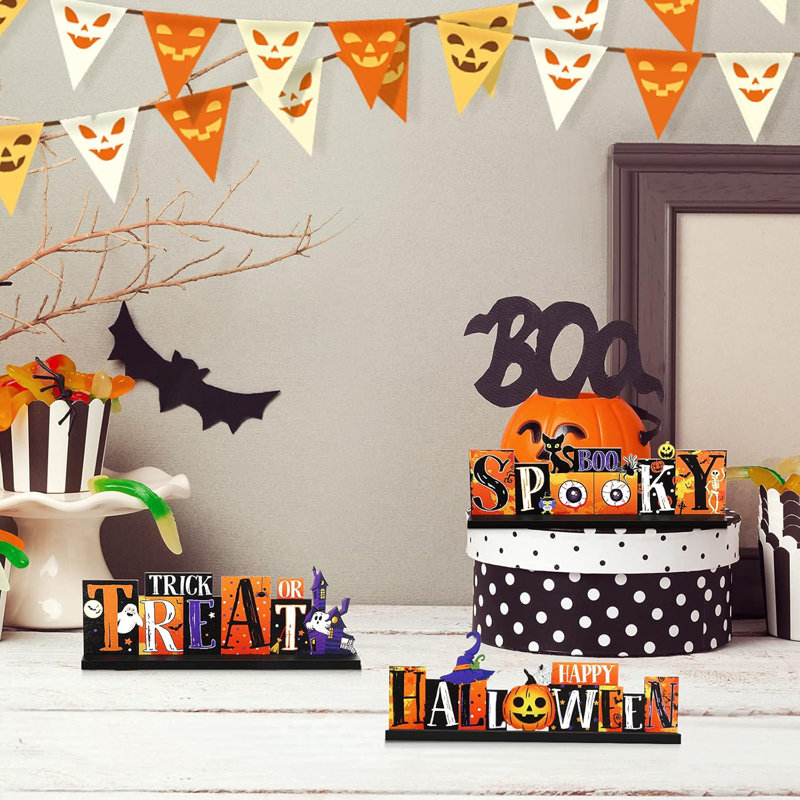 3 pièces décorations de table d'Halloween Centre de table citrouille Boo Spooky