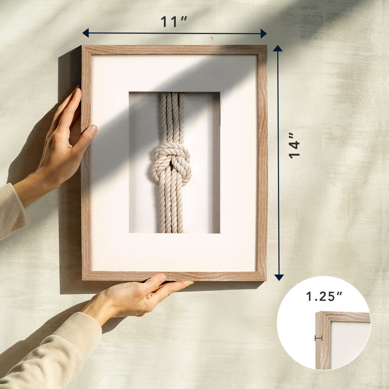 Nautical Rope Knot 3 Piece Framed Coastal Wall Art Decor Set - Natural Beige